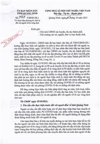 The latest official letter No. 7539/UBND-DL1 dated October 25, 2021